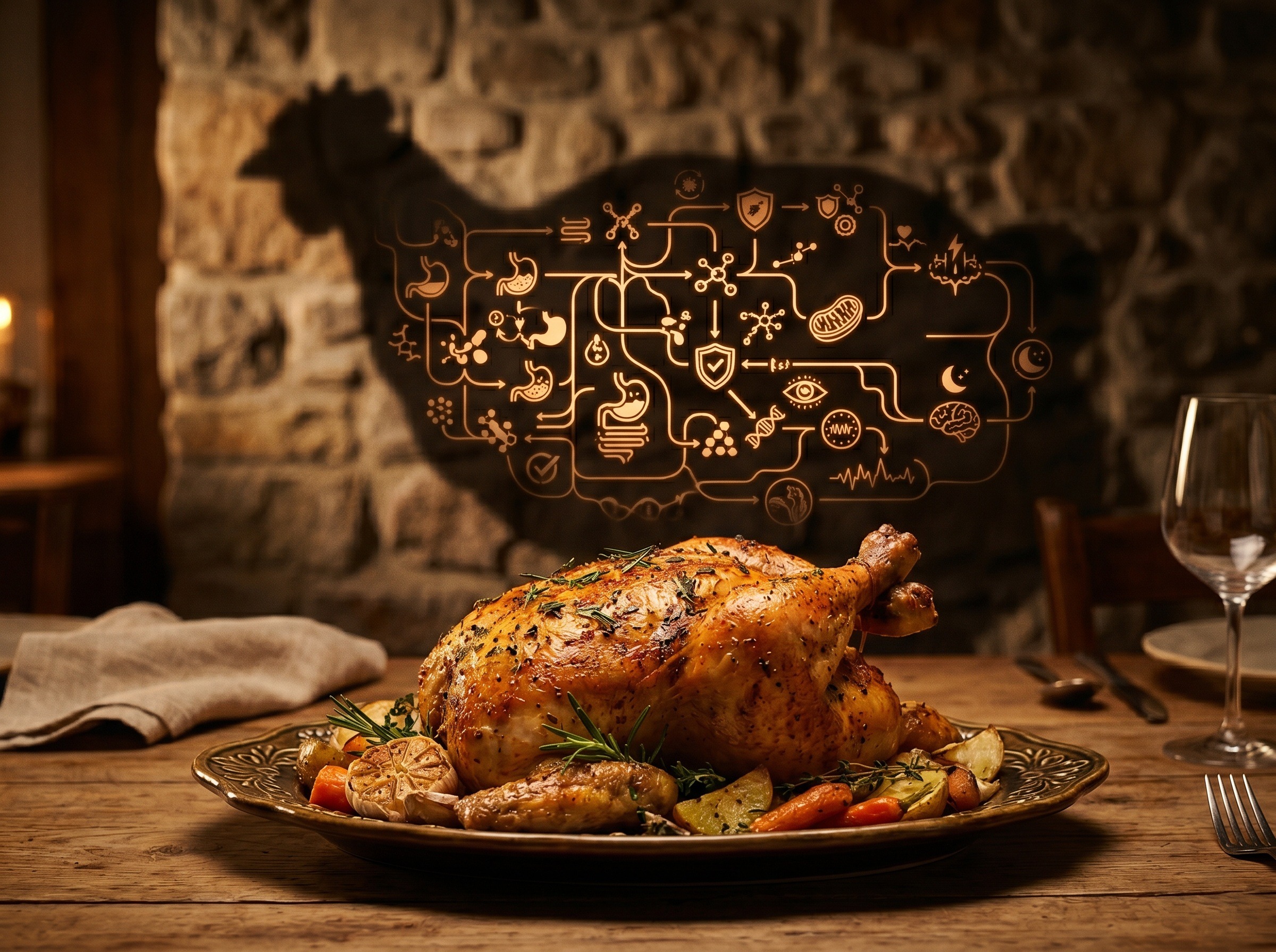 Cooked chicken served on a plate