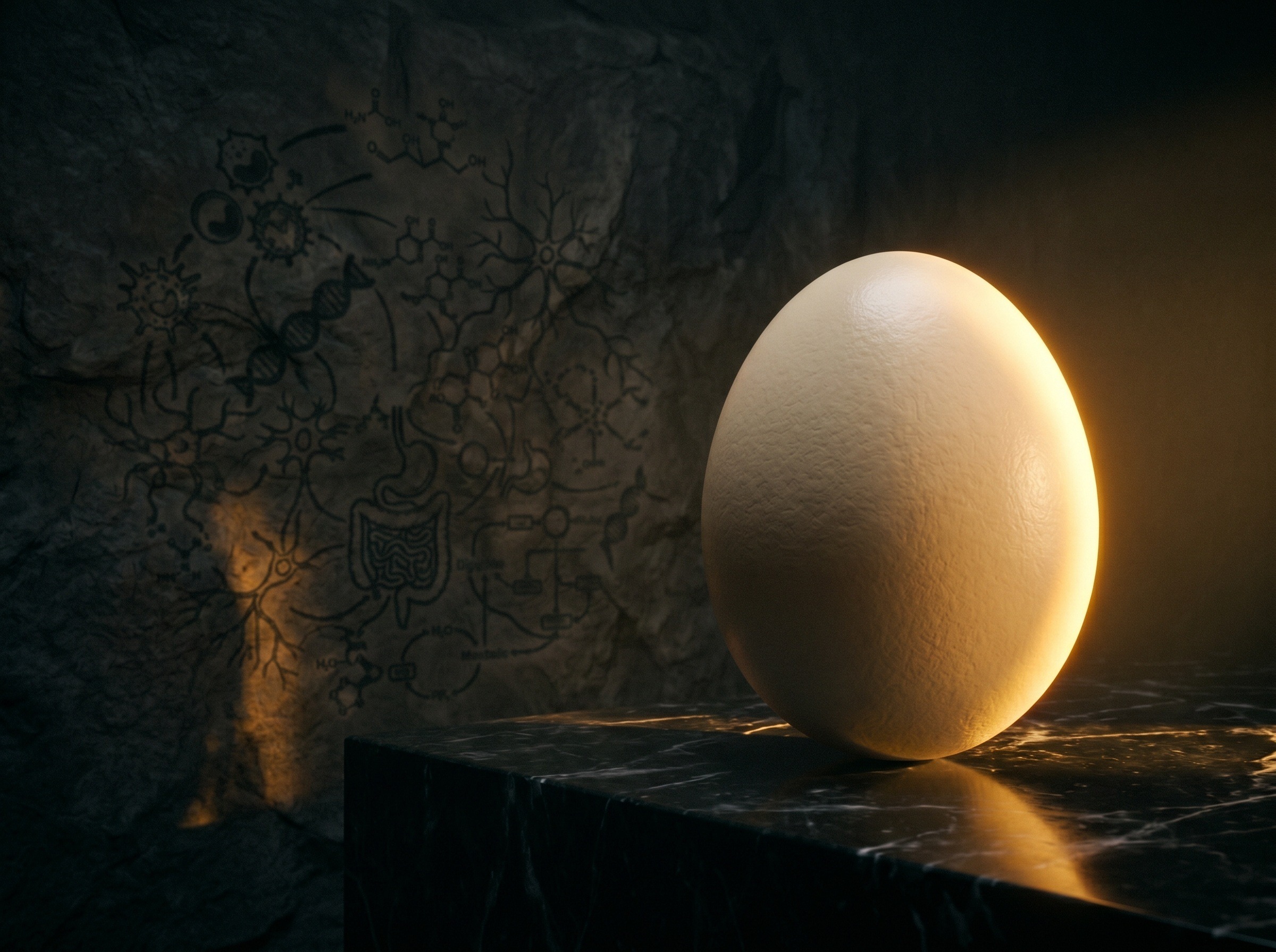 A single egg in dramatic light